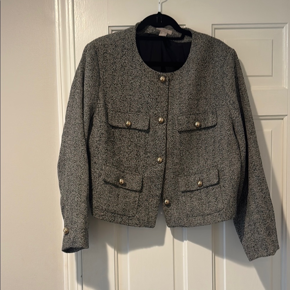 H&M Gray Blazer with Gold Accents